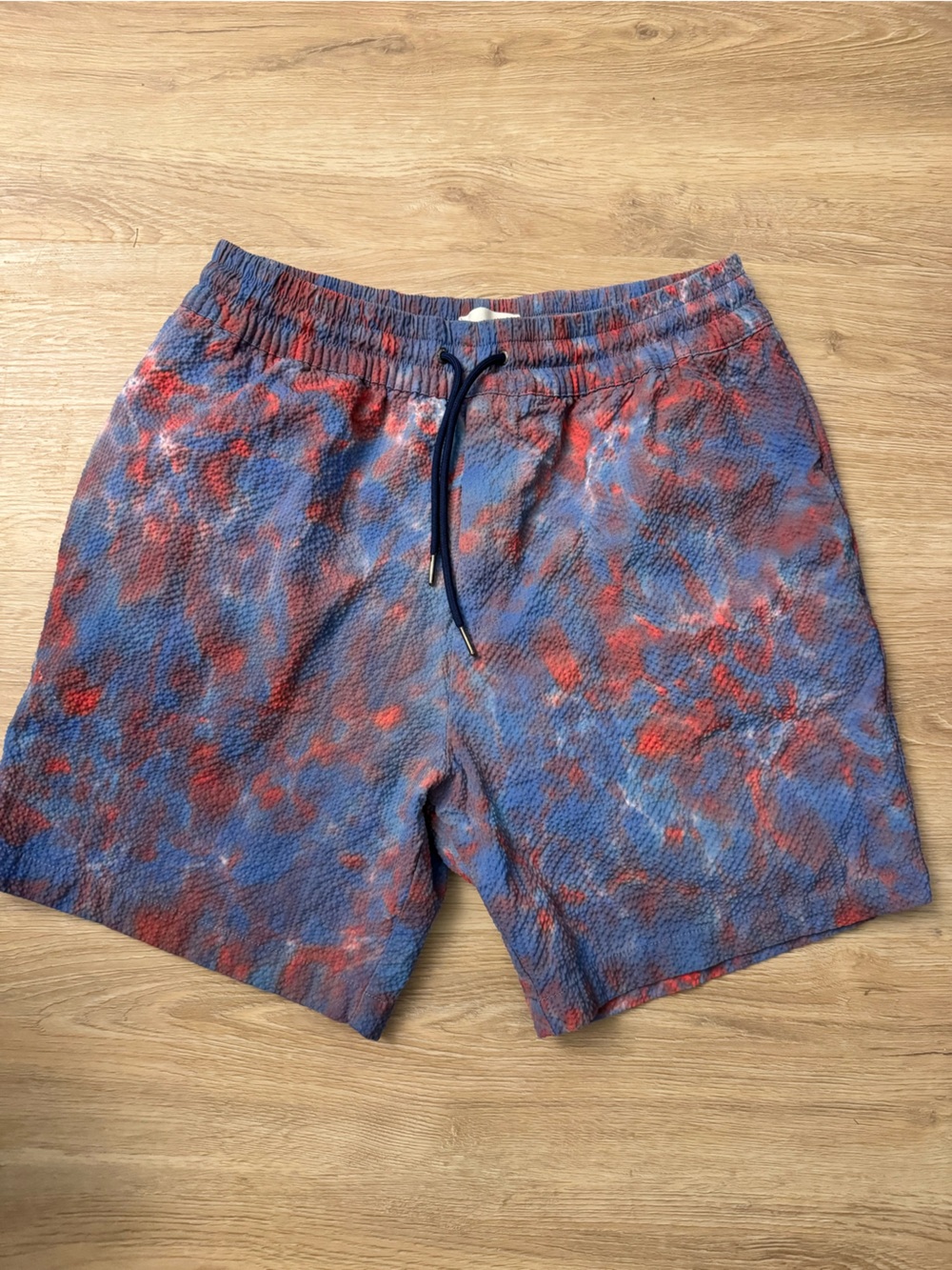 Aime Leon Dore Blue and Red Tie-Dye Textured Drawstring Shorts